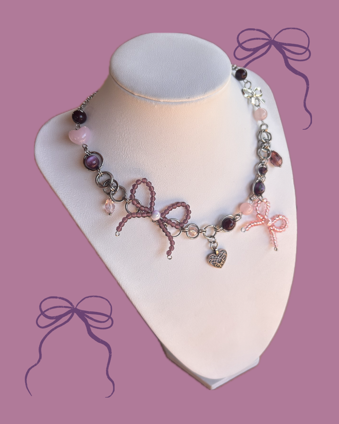 Lilac Bow Necklace ⋆˚࿔ 𝜗𝜚˚⋆