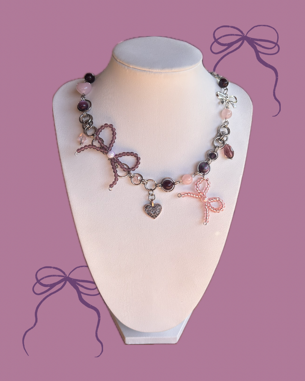 Lilac Bow Necklace ⋆˚࿔ 𝜗𝜚˚⋆